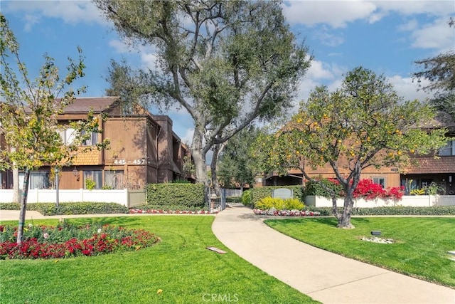 view of community featuring a yard