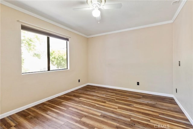 616 Jackson Dr, Paso Robles, CA 93446 - spare room with ornamental molding, wood finished floors, and a ceiling fan