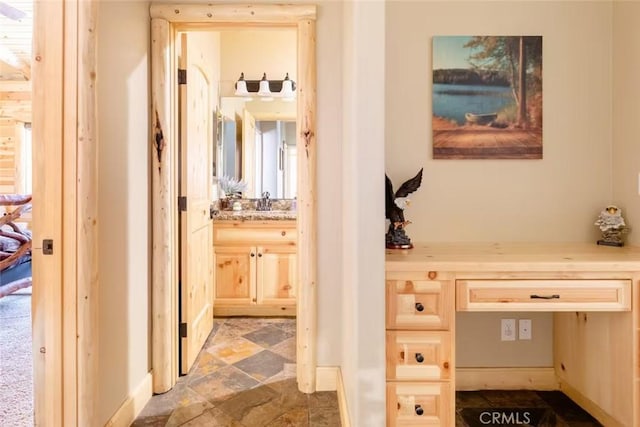 hall with stone finish floor