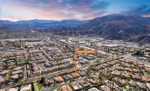3 Mesquite Ridge Ln, Rancho Mirage, CA 92270 - aerial view at dusk of a mountain view