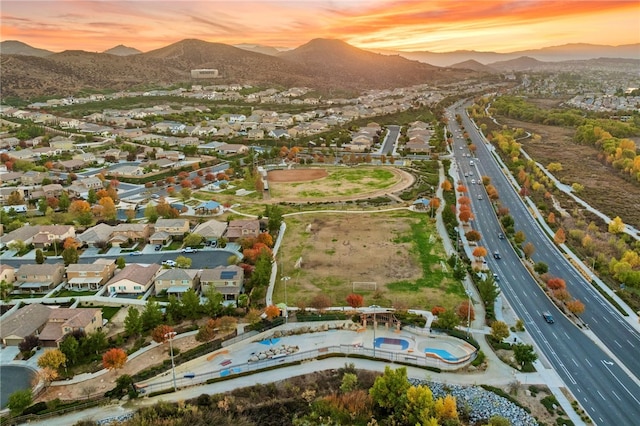 bird's eye view with a residential view and a mountain view