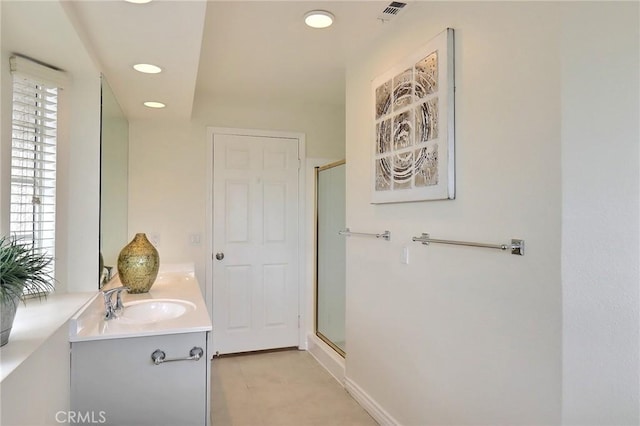 32 Diamond St Unit D, Arcadia, CA 91006 - bathroom featuring vanity, a shower stall, and recessed lighting