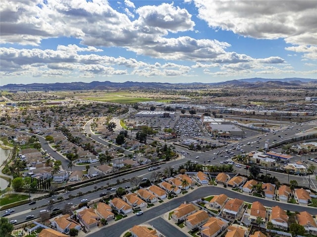 aerial view with a residential view and a mountain view