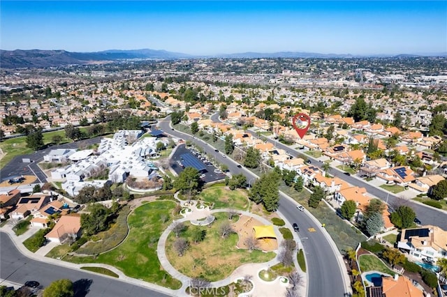 aerial view with a residential view and a mountain view