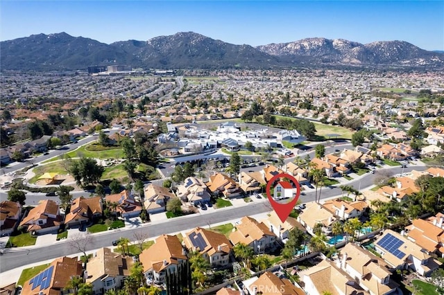 aerial view with a residential view and a mountain view