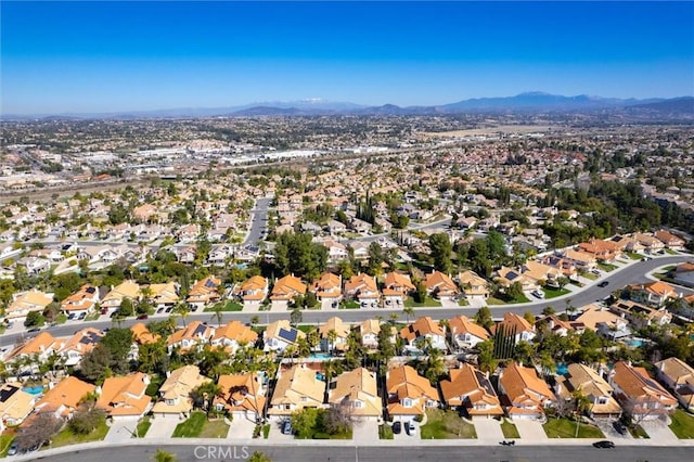 aerial view featuring a residential view and a mountain view