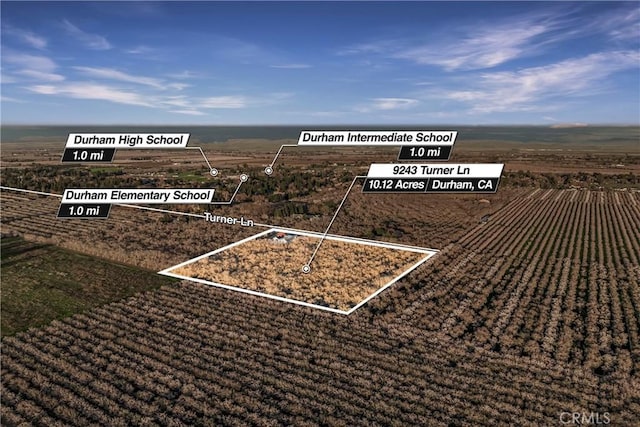 9243 Turner Ln, Durham, CA 95938 - aerial view of sparsely populated area featuring property boundaries highlighted