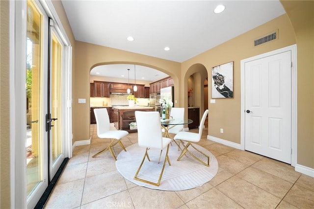 view of tiled dining room