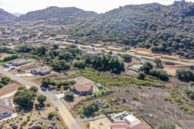 aerial view with a mountain view