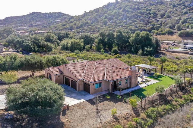 aerial view featuring a mountain view