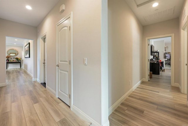 hall featuring light hardwood / wood-style flooring