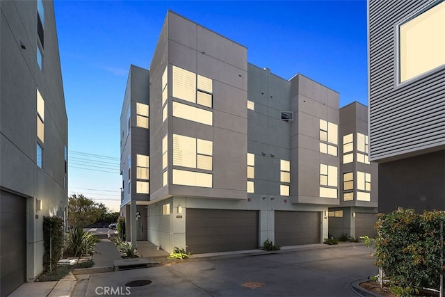 exterior space featuring a garage