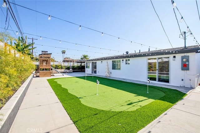 view of yard featuring a playground