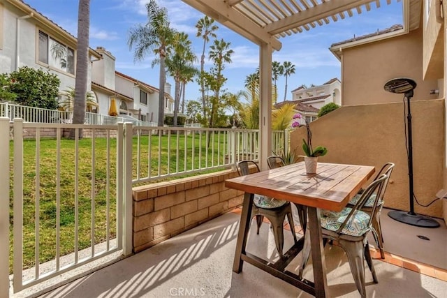 view of patio with a residential view and a pergola