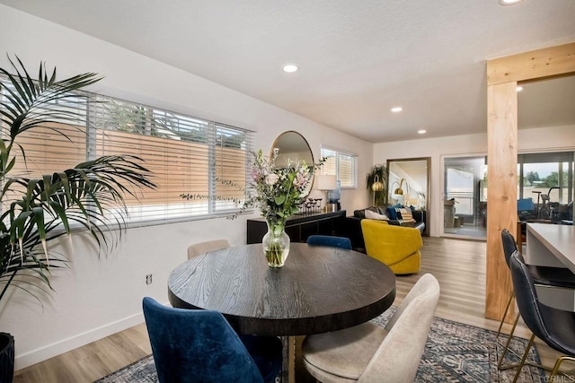 dining space with hardwood / wood-style flooring and plenty of natural light