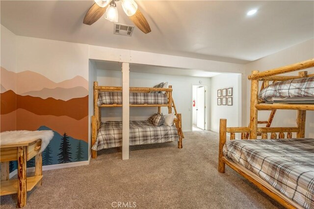 188 S Finch Dr, Big Bear Lake, CA 92315 - bedroom with carpet floors and ceiling fan