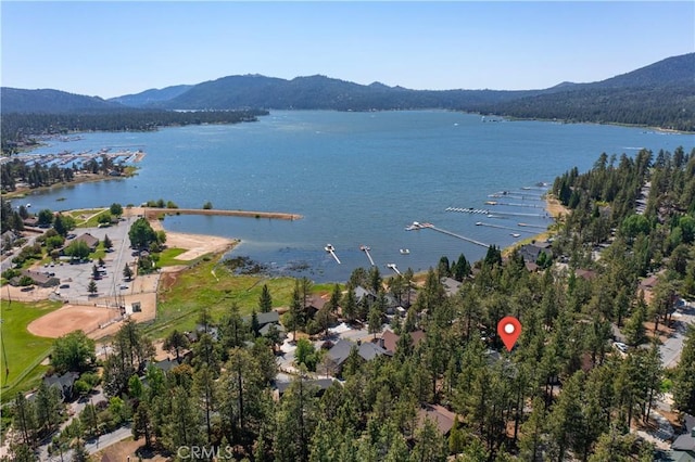 188 S Finch Dr, Big Bear Lake, CA 92315 - aerial overview of property's location with a water and mountain view