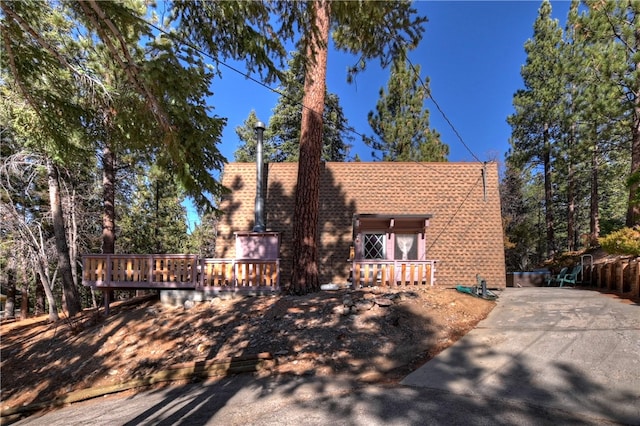 view of front of home with a deck