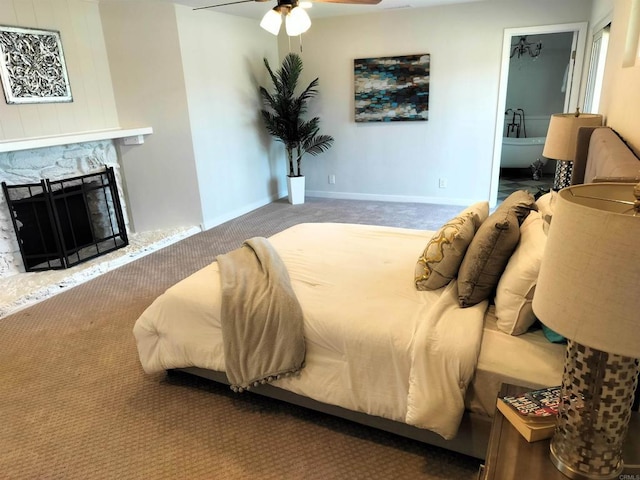 844 Hamilton Ln, Fallbrook, CA 92028 - bedroom featuring carpet flooring, a fireplace, and baseboards