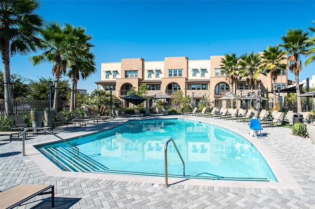 view of pool featuring a patio area