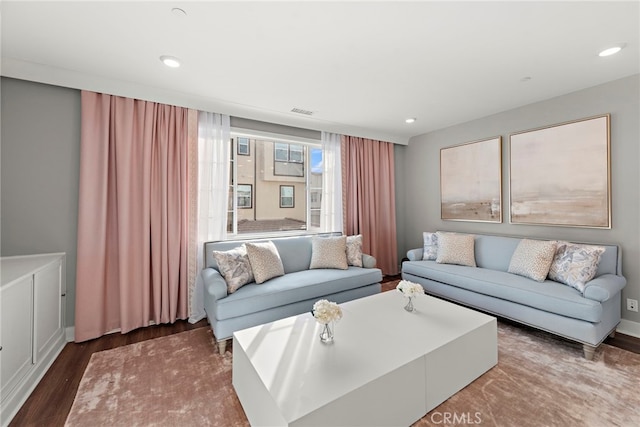 living room with hardwood / wood-style flooring