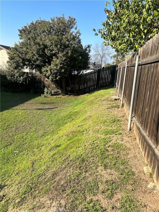 view of yard featuring a fenced backyard