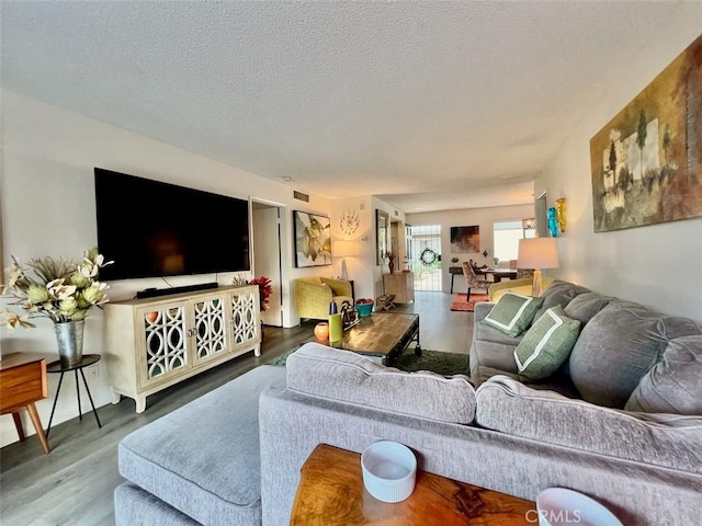 2230 S Palm Canyon Dr Unit 7, Palm Springs, CA 92264 - living room featuring a textured ceiling and wood finished floors