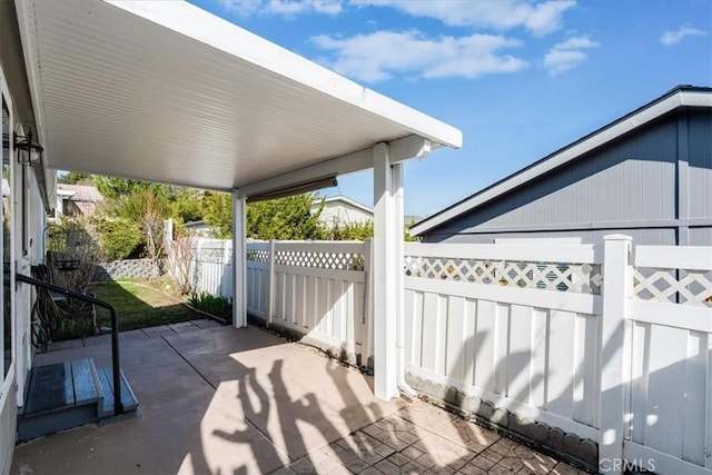 view of patio / terrace featuring a fenced backyard