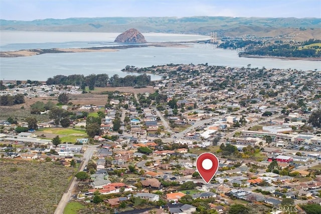 1141 Green Oaks Dr, Los Osos, CA 93402 - aerial overview of property's location featuring a water and mountain view