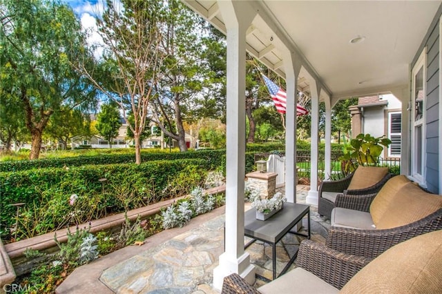 view of patio featuring covered porch