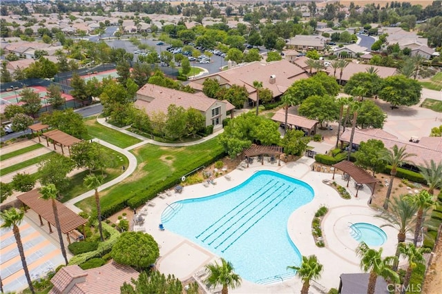 bird's eye view with a residential view