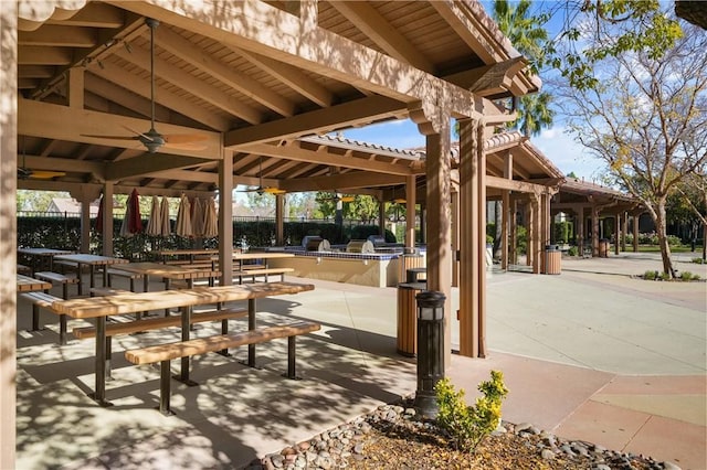 view of community featuring a patio area and fence