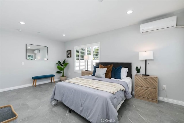 bedroom with a wall unit AC