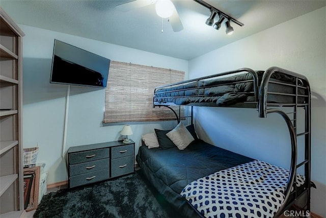 3067 Trinity Dr, Costa Mesa, CA 92626 - bedroom featuring a ceiling fan and rail lighting