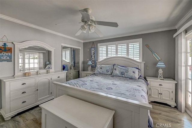 3067 Trinity Dr, Costa Mesa, CA 92626 - bedroom featuring light wood-type flooring, ornamental molding, and multiple windows