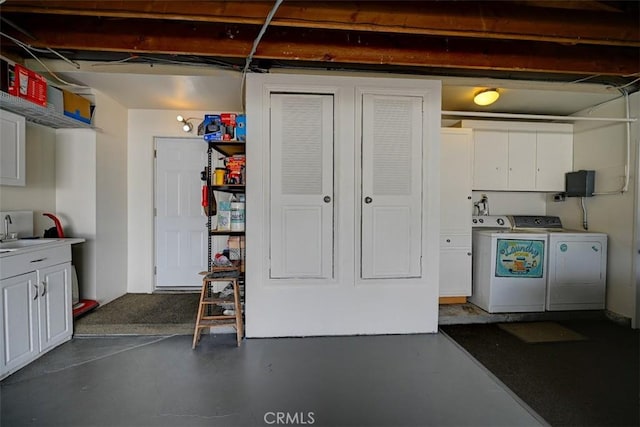 3067 Trinity Dr, Costa Mesa, CA 92626 - basement with washer and dryer and a sink
