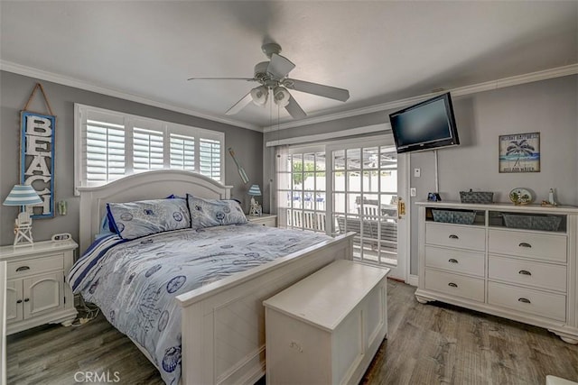 3067 Trinity Dr, Costa Mesa, CA 92626 - bedroom featuring ornamental molding, wood finished floors, and access to exterior