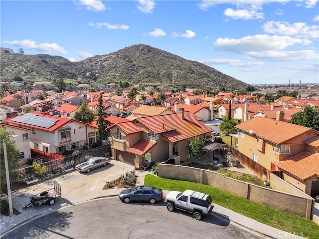 aerial view with a residential view and a mountain view