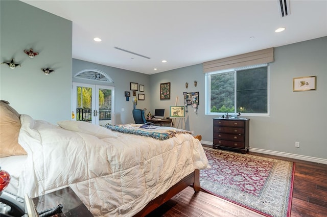 27 Round Up Rd, Bell Canyon, CA 91307 - bedroom featuring french doors, access to exterior, multiple windows, wood finished floors, and recessed lighting