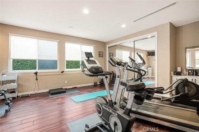 27 Round Up Rd, Bell Canyon, CA 91307 - workout area featuring wood finished floors, recessed lighting, and baseboards