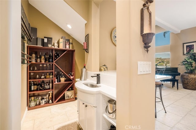 27 Round Up Rd, Bell Canyon, CA 91307 - wine area with a sink and vaulted ceiling