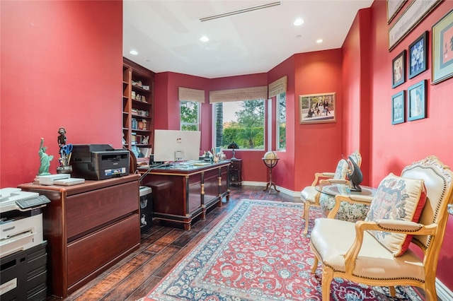 27 Round Up Rd, Bell Canyon, CA 91307 - office featuring dark wood-style floors, recessed lighting, and baseboards