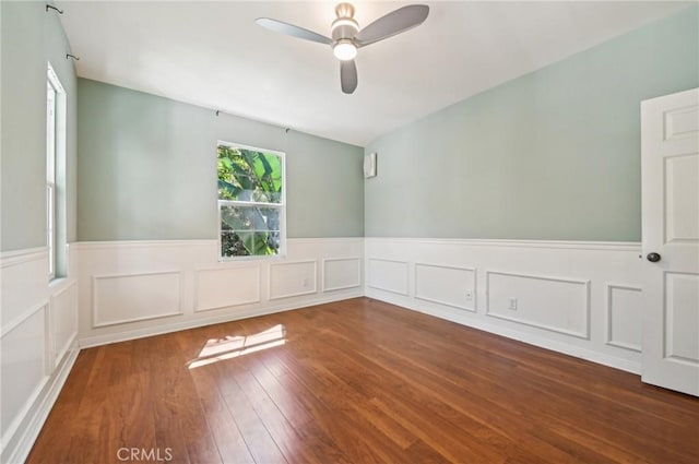 33 Perennial, Irvine, CA 92603 - empty room featuring hardwood / wood-style flooring, ceiling fan, and wainscoting
