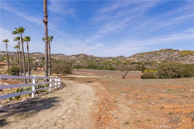 view of mountain feature featuring a rural view