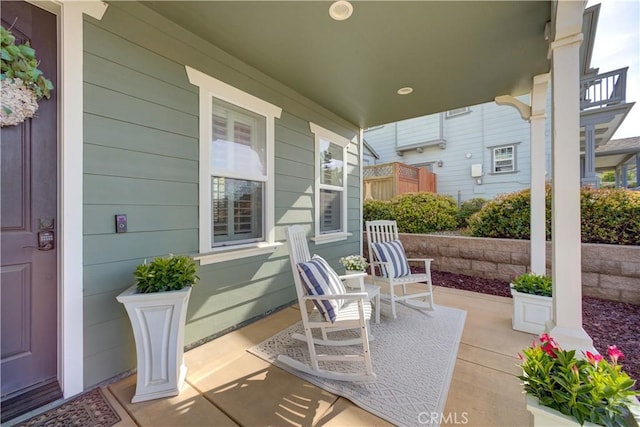 view of patio / terrace featuring covered porch