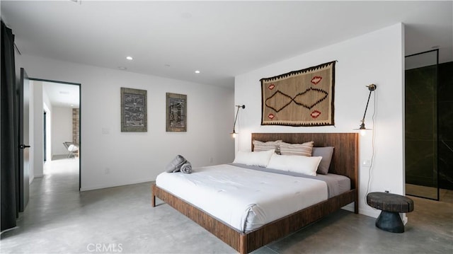 8750 Desert Shadows, Joshua Tree, CA 92252 - bedroom featuring finished concrete flooring and recessed lighting
