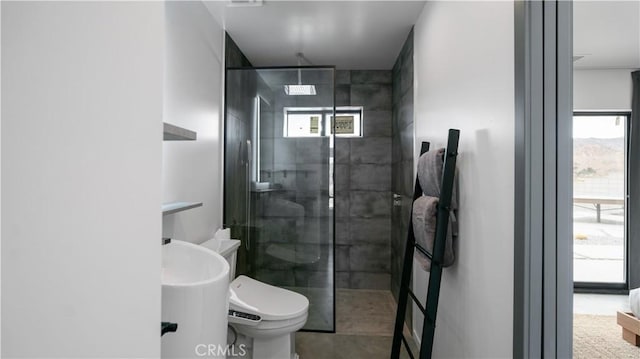 8750 Desert Shadows, Joshua Tree, CA 92252 - bathroom with a stall shower and toilet
