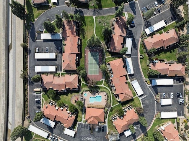 bird's eye view with a residential view