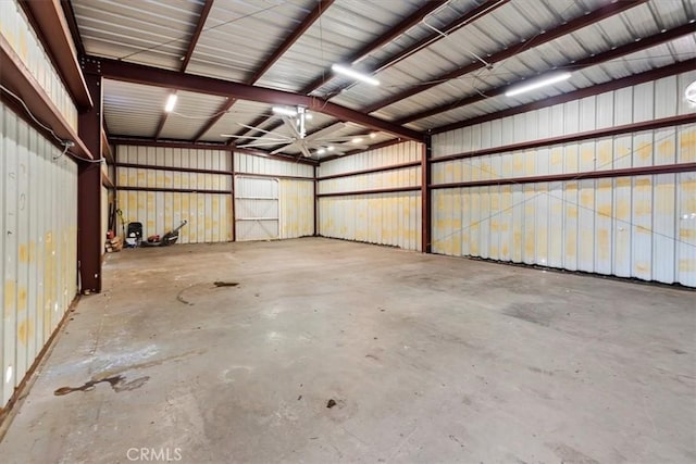 garage with metal wall