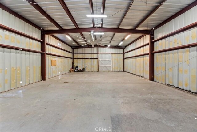 garage with metal wall